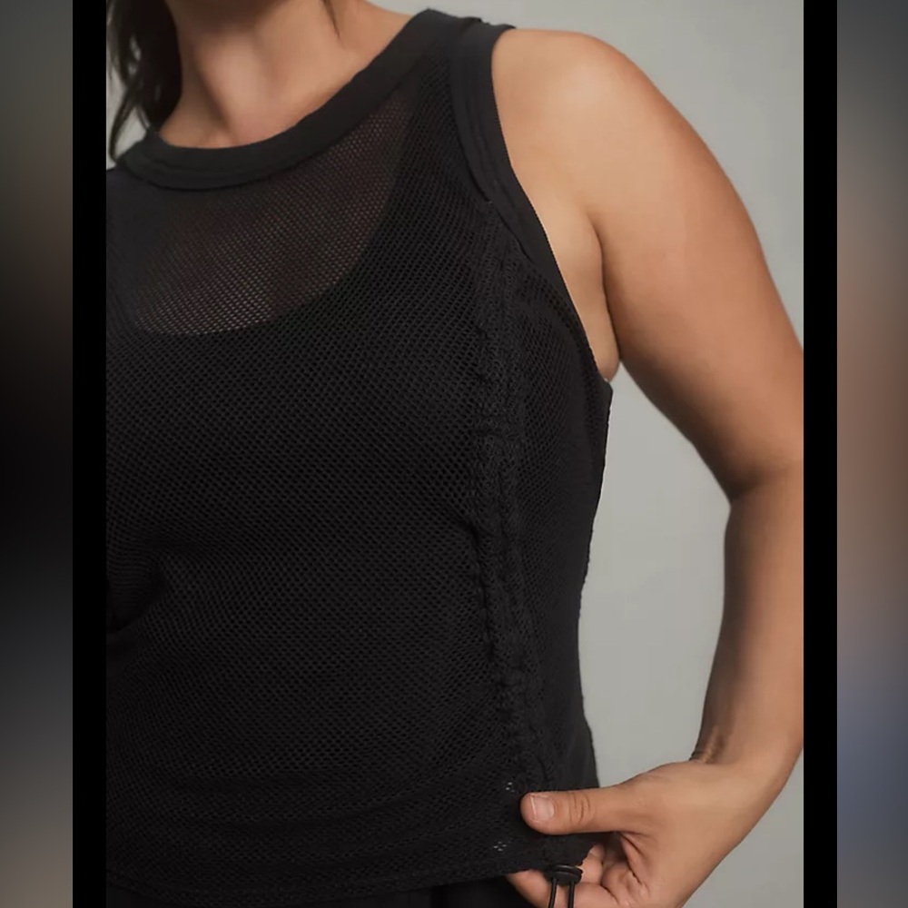 Anthropologie 1X Forward Line Black Mesh Tank Maxi Dress EUC - Picture 6 of 11